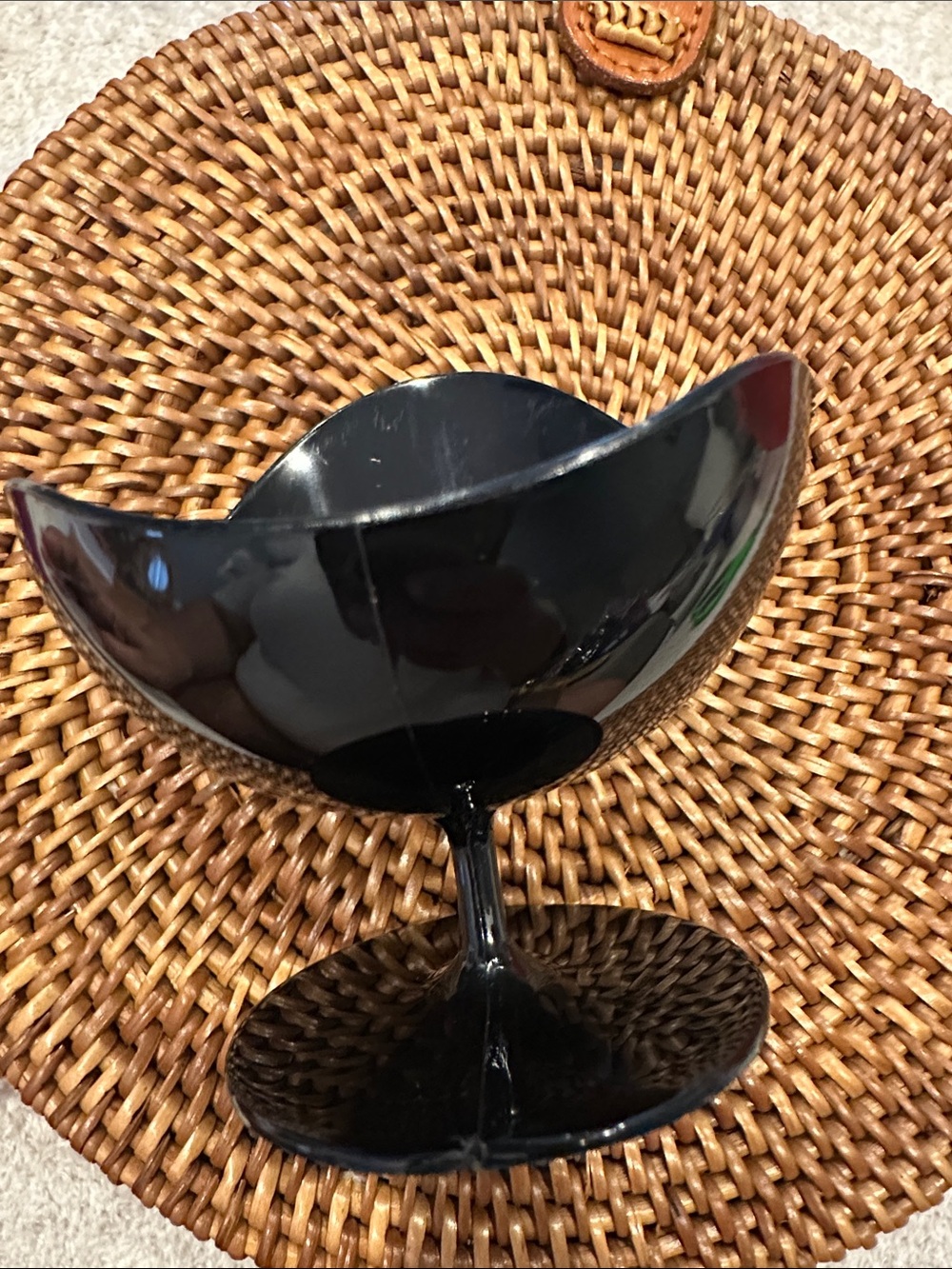 Black Tulip-Shaped Glass Dessert Coupe